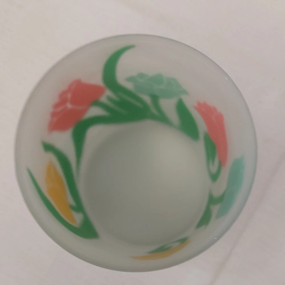 Vintage Floral Frosted Glass Candle Holder